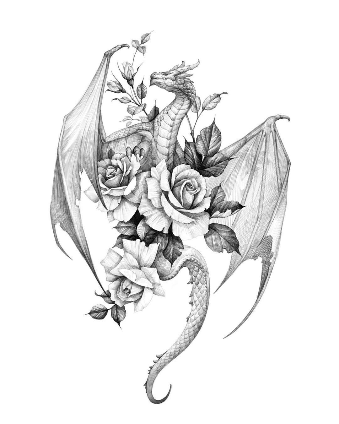 Дракон тату эскиз