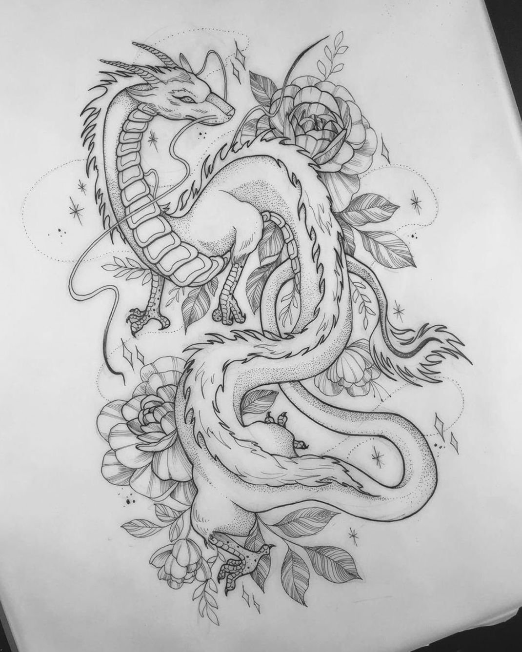 Дракон тату эскиз