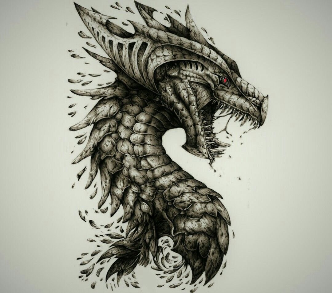 Тату дракон дотворк