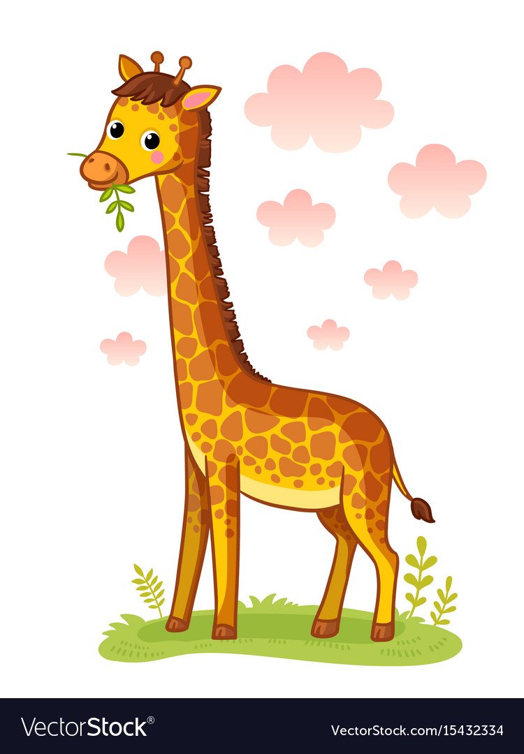 Жираф и листья рисунок для детей вектор
