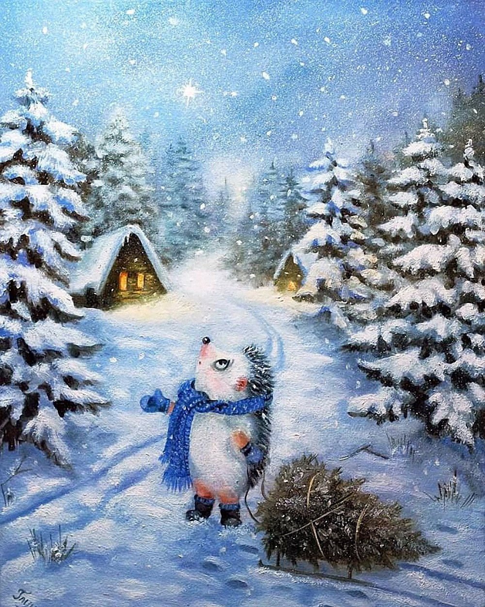 Зима Ирина Глущенко художник Ежи