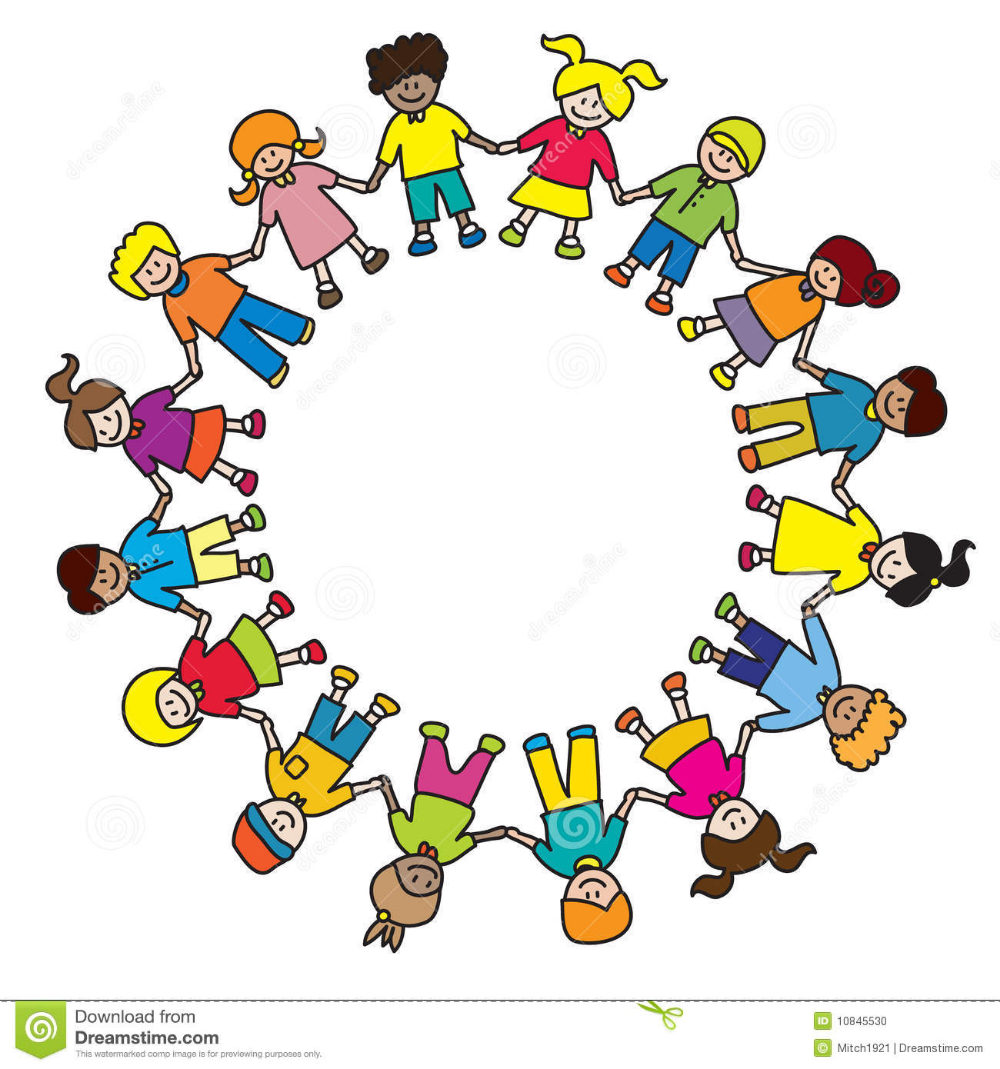 Дети по кругу на прозрачном фоне