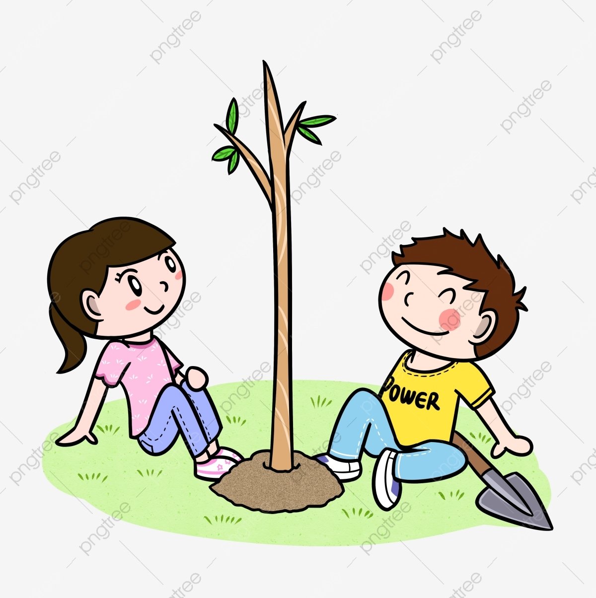 Сажает дерево мультяшная