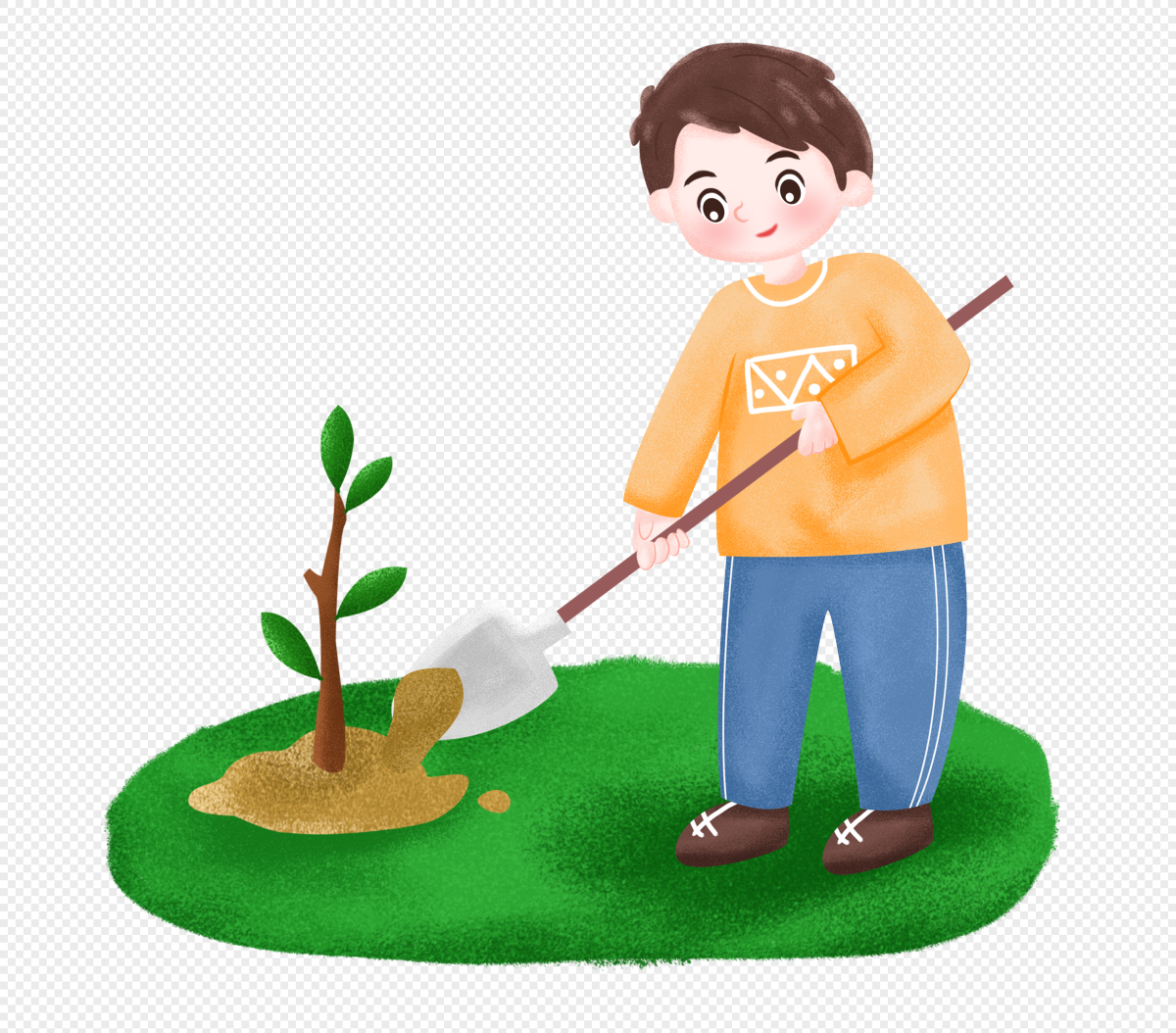 Мальчик деревце сажал