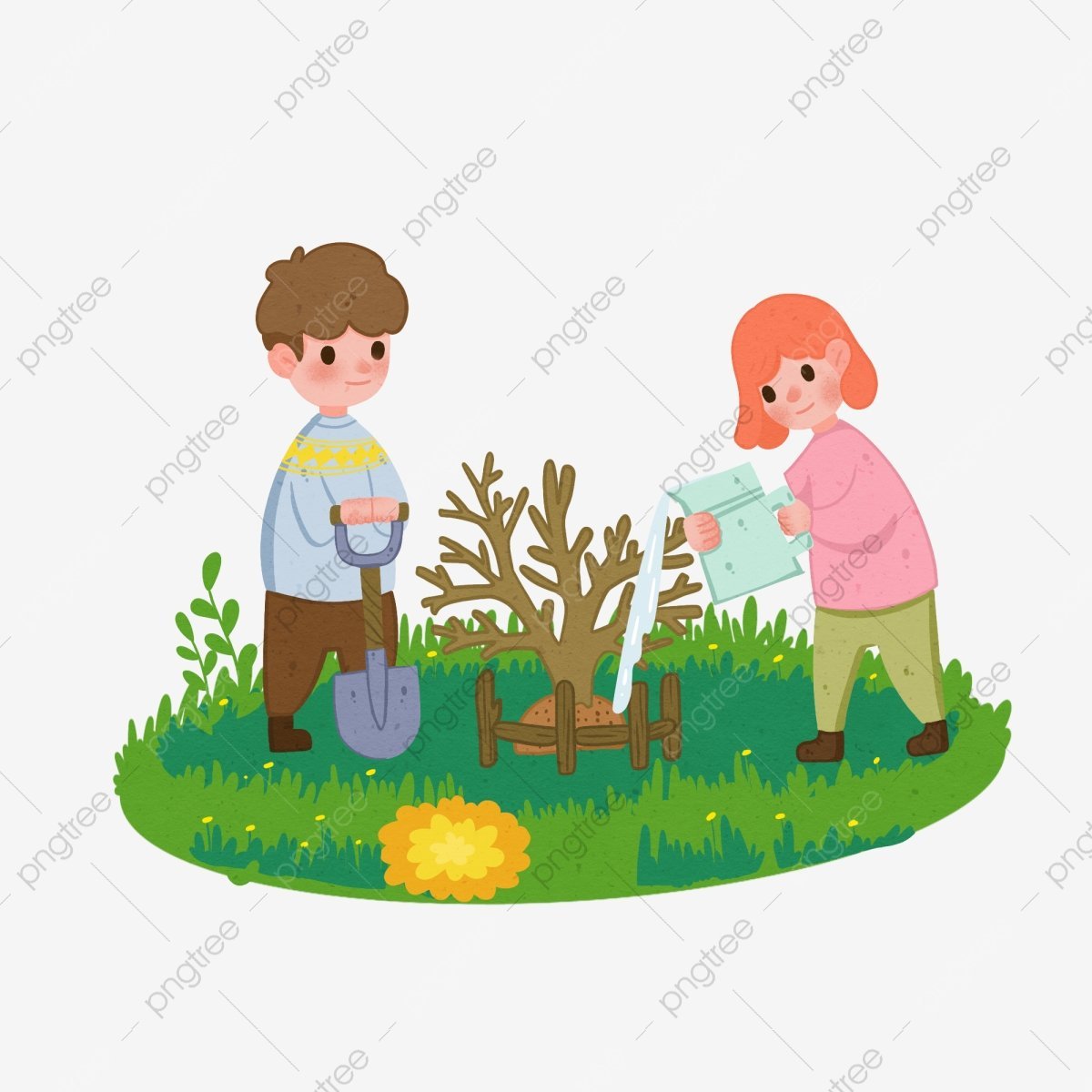 Дети сажают деревья и кустарники