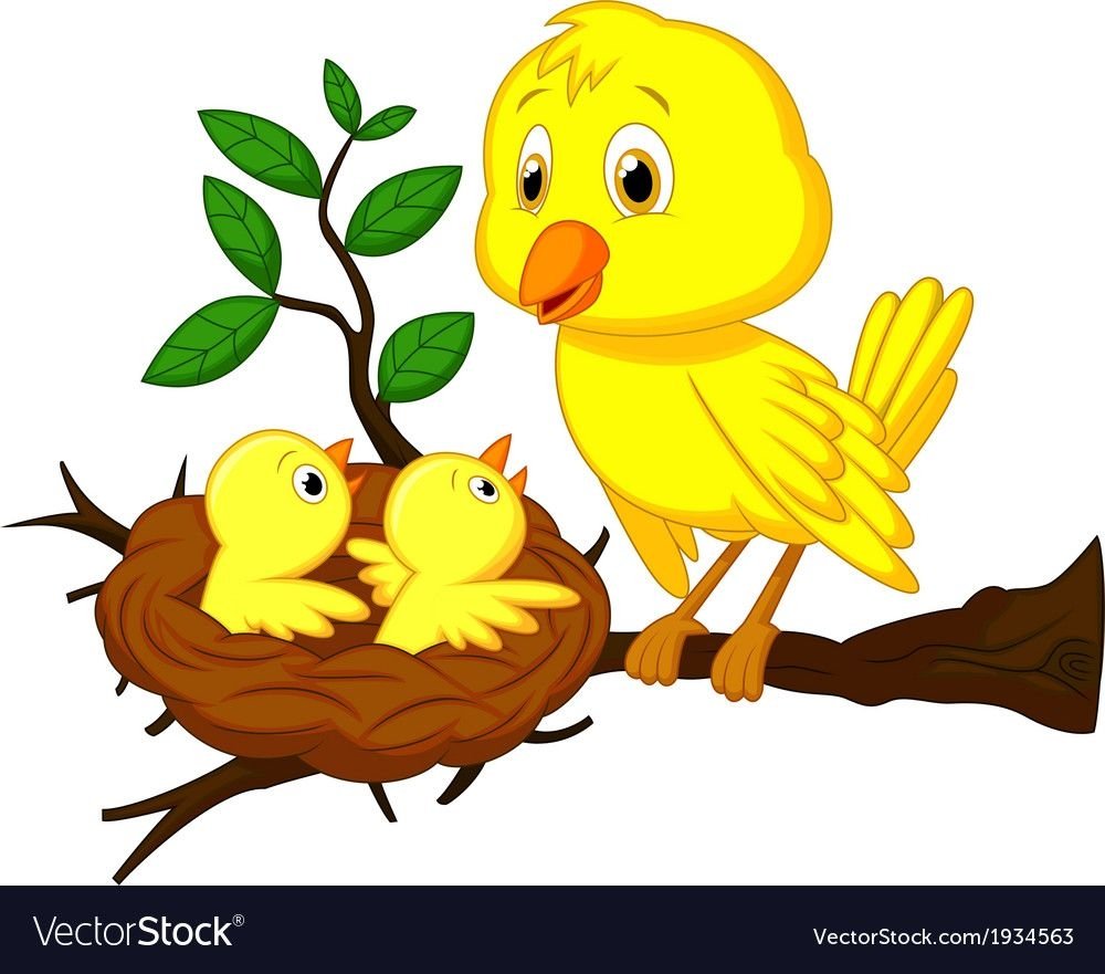 Птенец в гнезде мультяшный