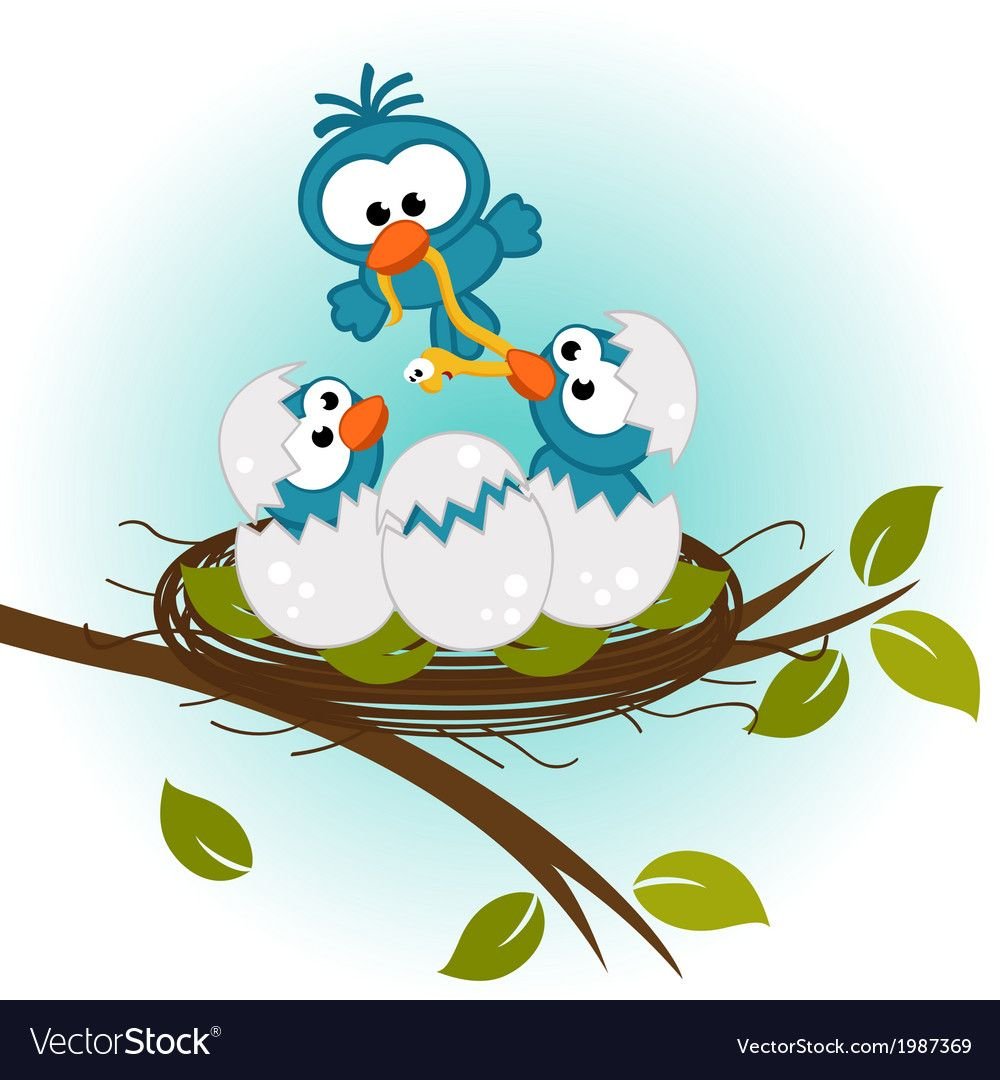 Птенец в гнезде мультяшный