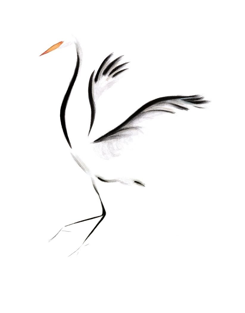 Тату журавль Минимализм
