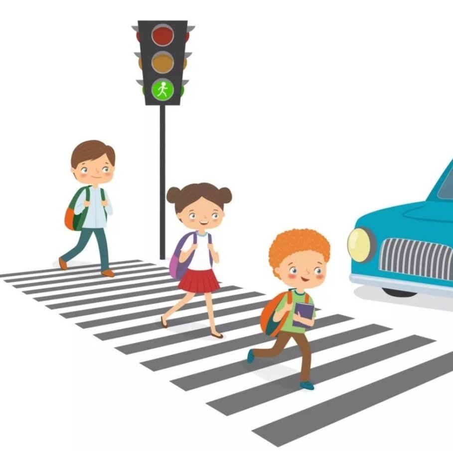 Дети пешеходы на белом фоне