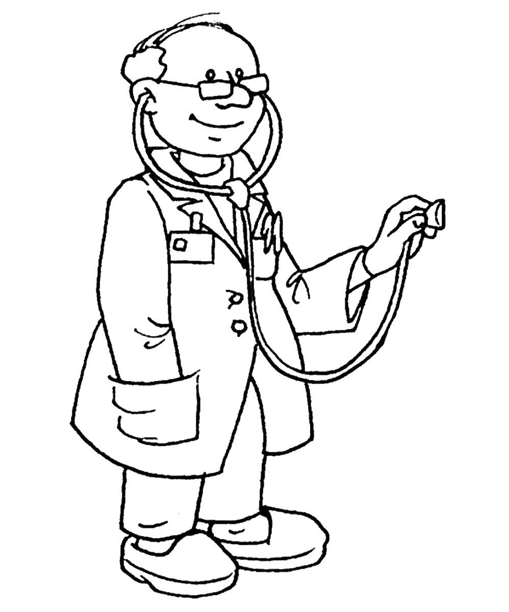 Врач раскраска для детей