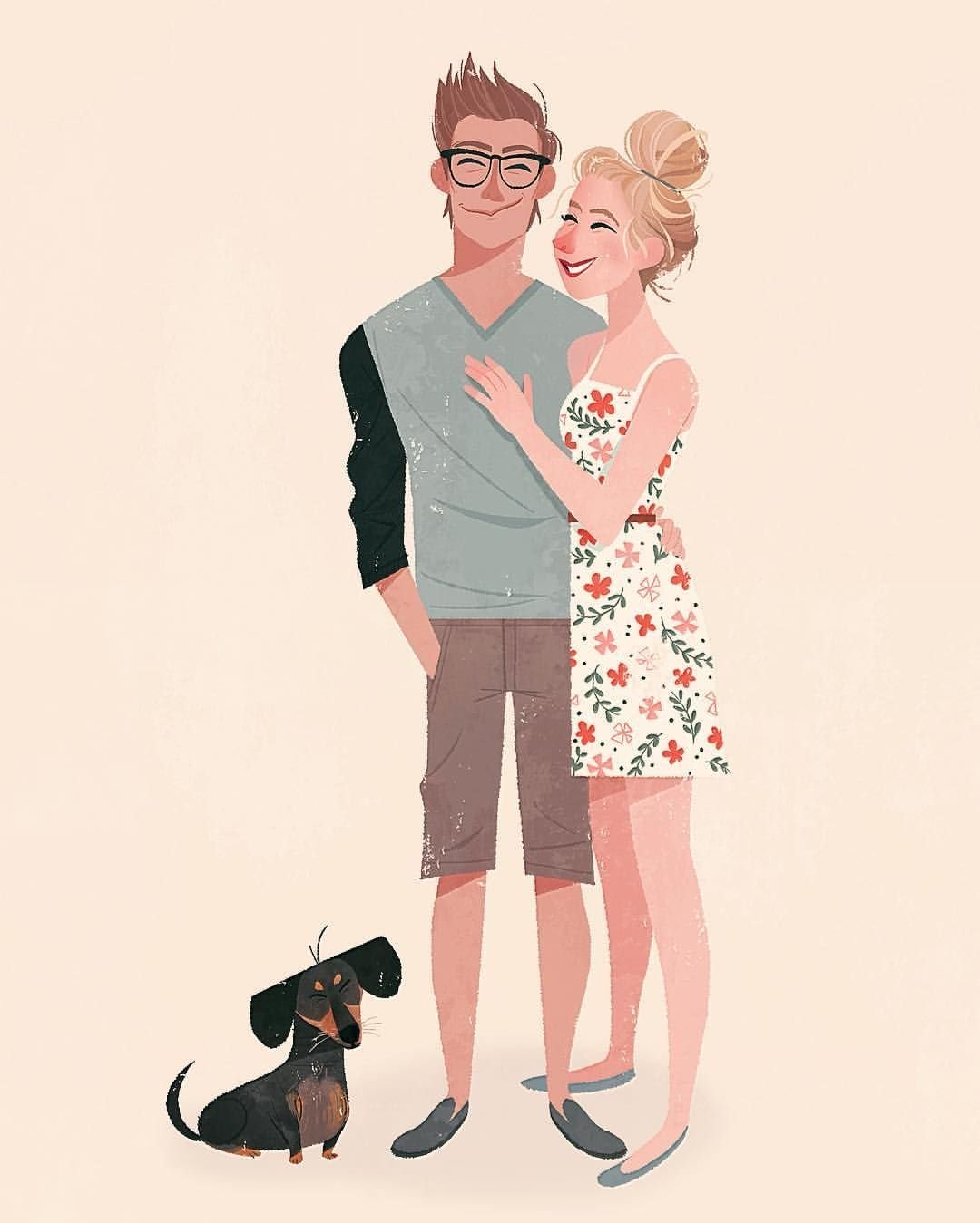 Парочка в мультяшном стиле