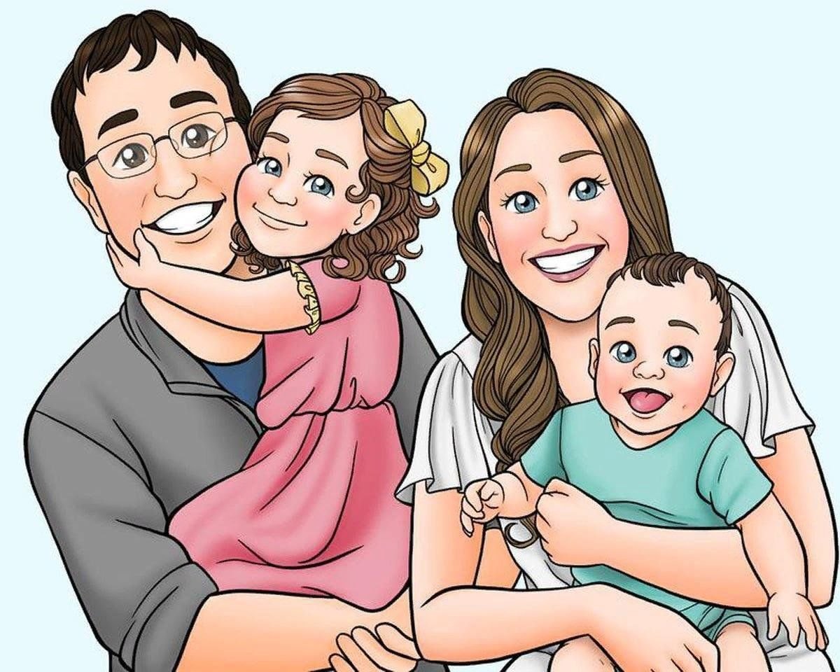 Рисунок семьи в стиле