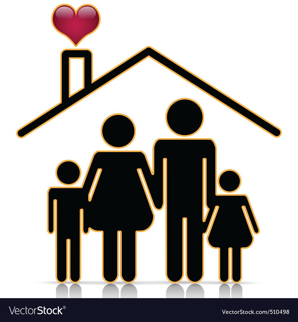 Семья в домике силуэт