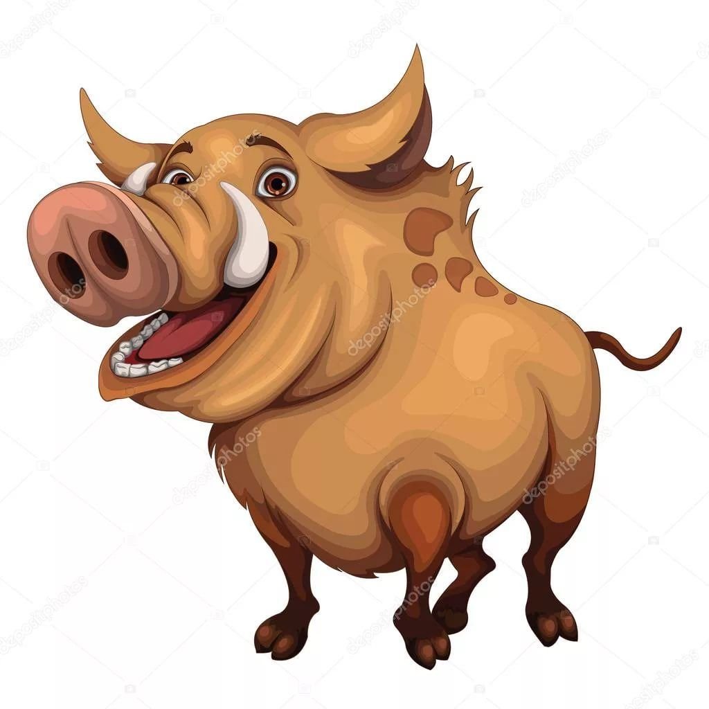 Дикий кабанчик мультяшный