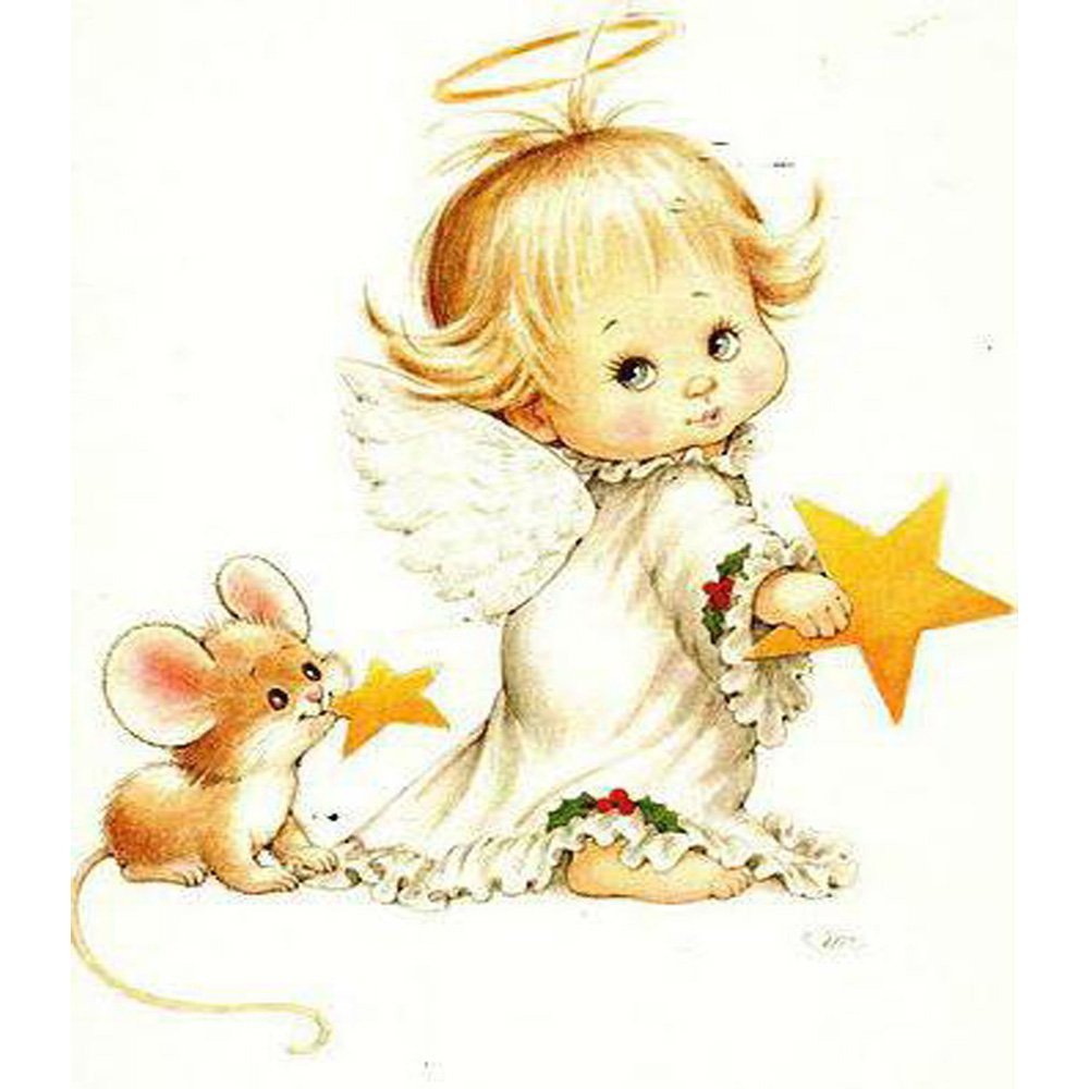 Цветы и Ангелочек открытка