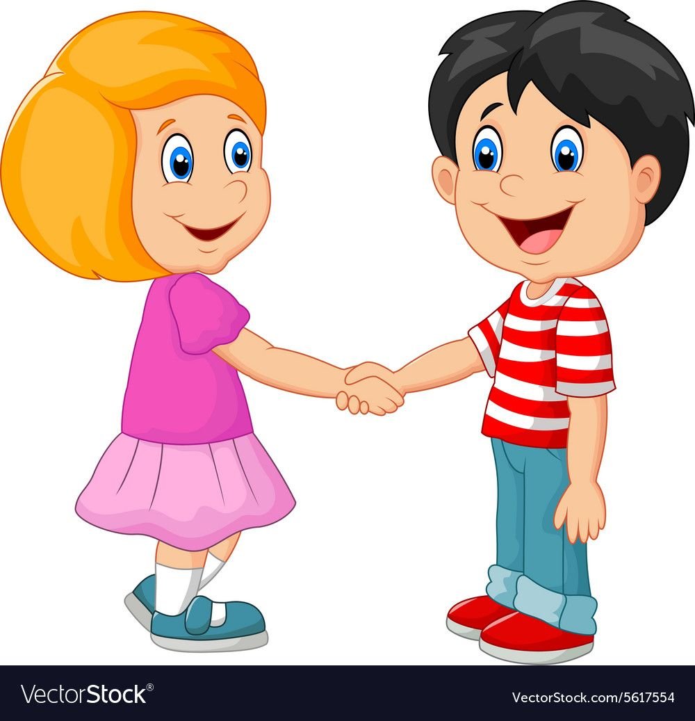 Мальчик и девочка здороваются