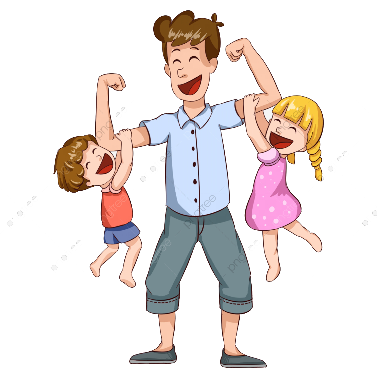 Папа с детьми мультяшка