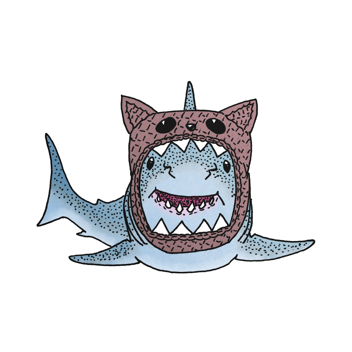 Кот акула арт