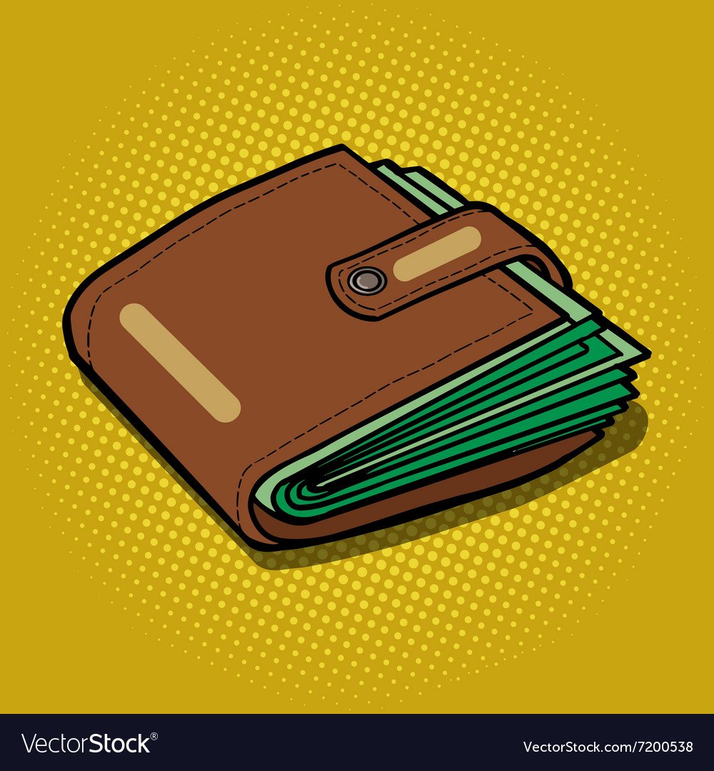 Кошелек с деньгами поп-арт