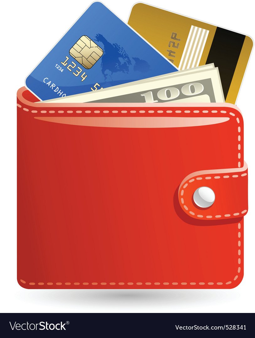 Вектор кошелек с наличными