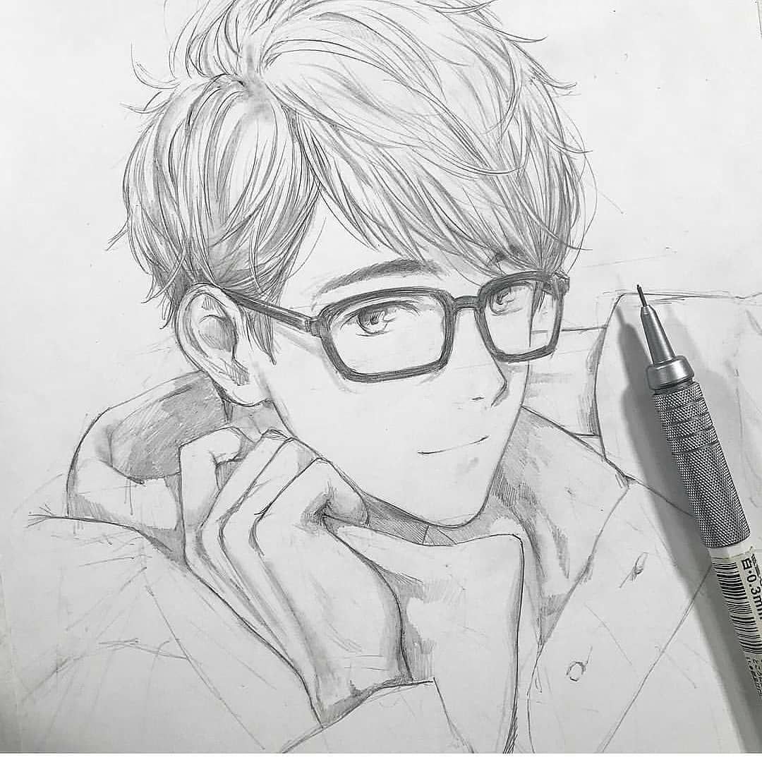 Нарисованный парень в очках