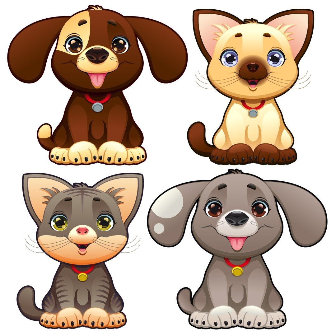 Кошка и собака мультяшные