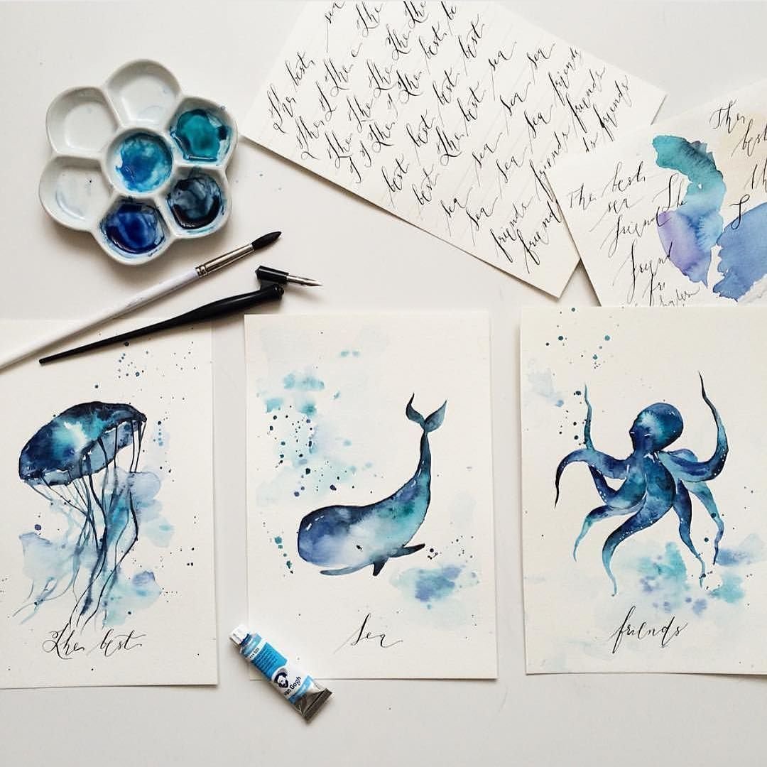 Маленькие рисунки акварелью