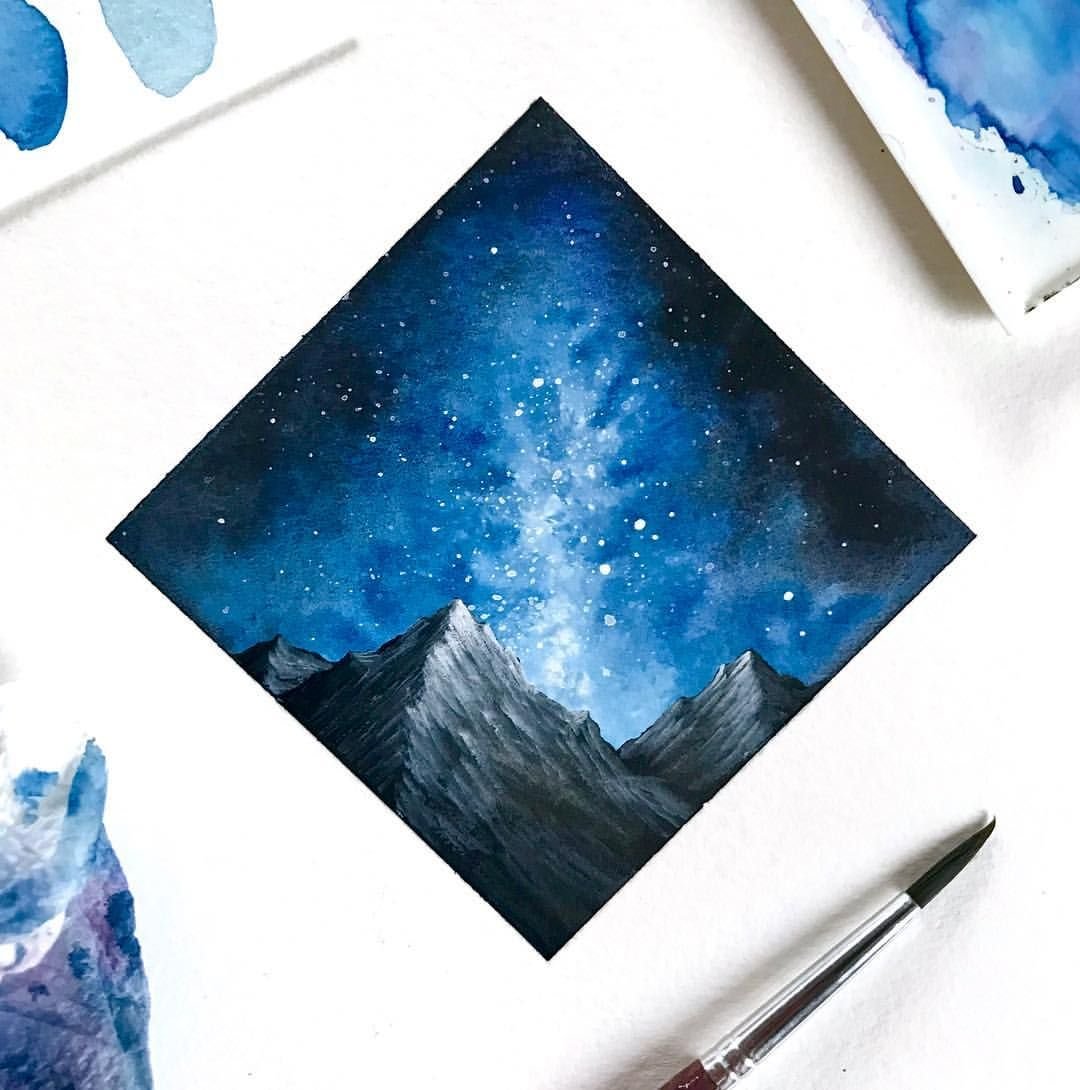 Космос иллюстрации акварелью