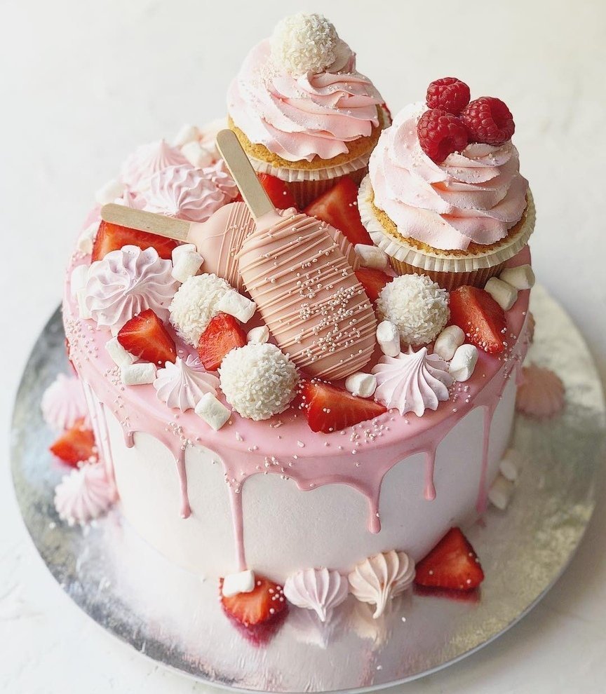 Капкейки фисташка малина