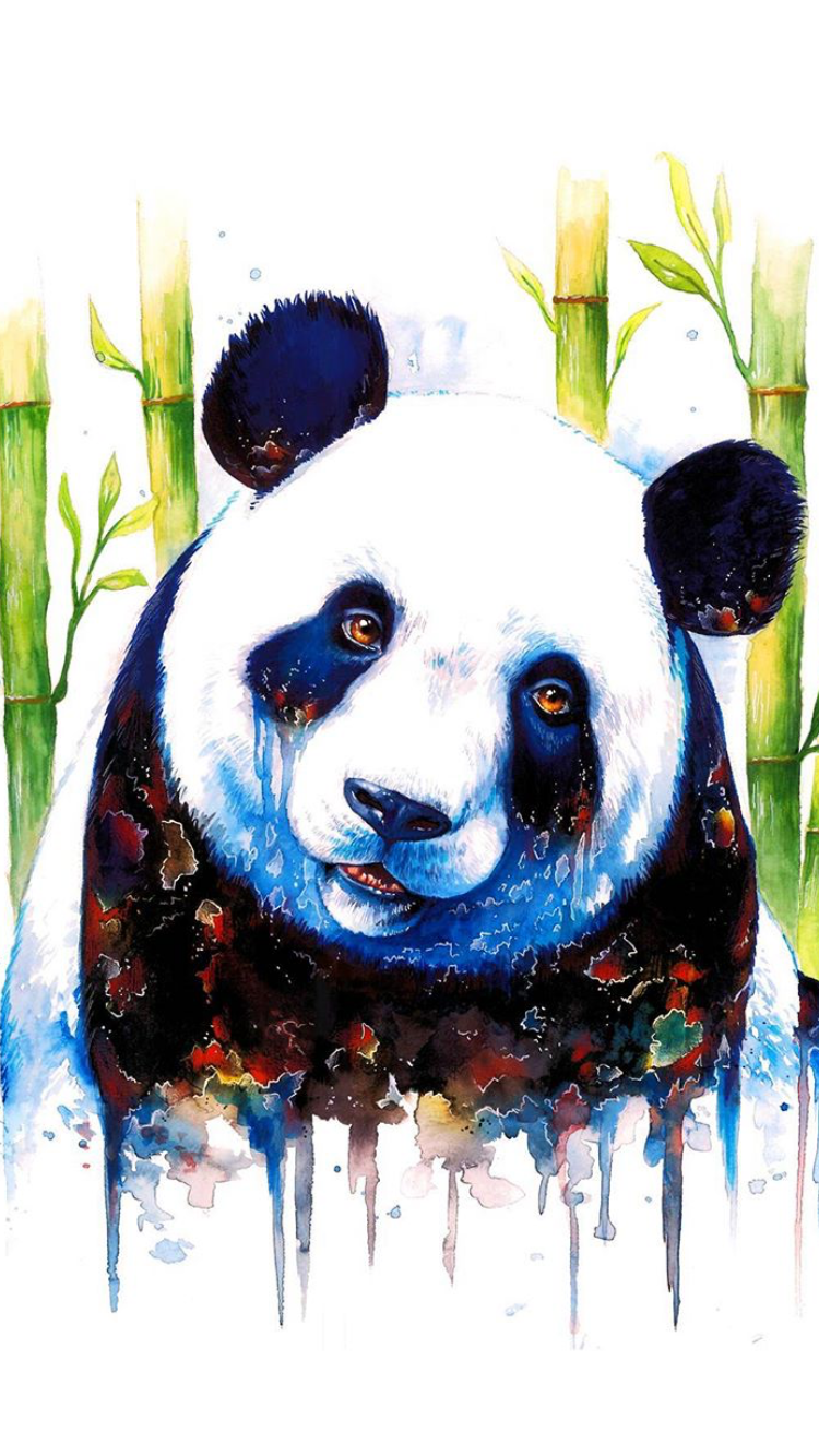 Панда акварелью