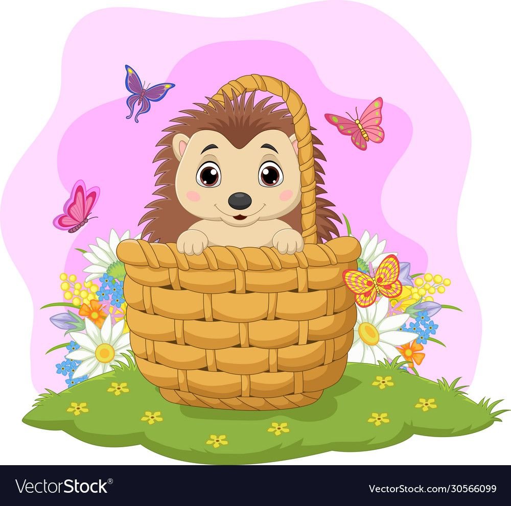 Ежик мультяшный с корзинкой