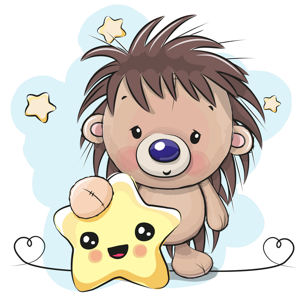 Ежик мультяшный с корзинкой