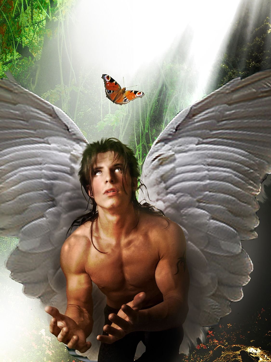 Красивый парень с крыльями