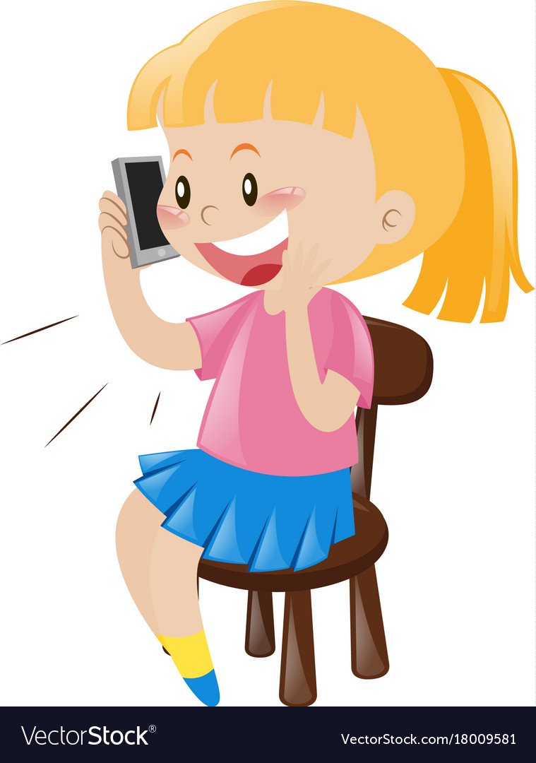 Девочка с телефоном мультяшка