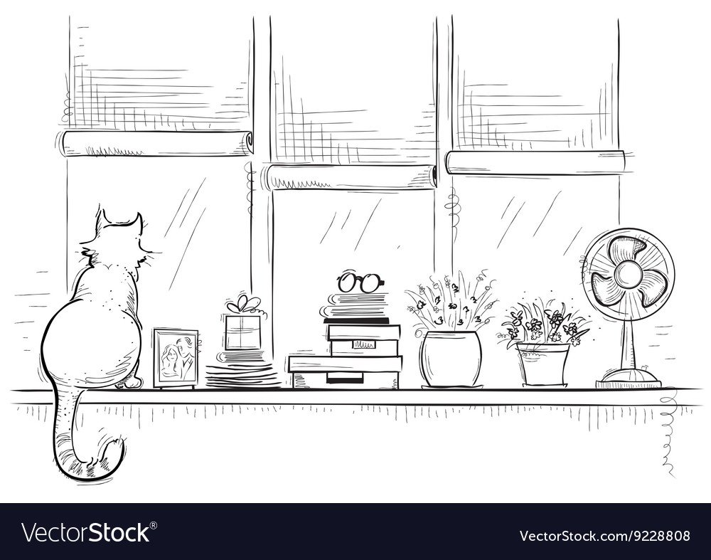 Подоконник рисунок