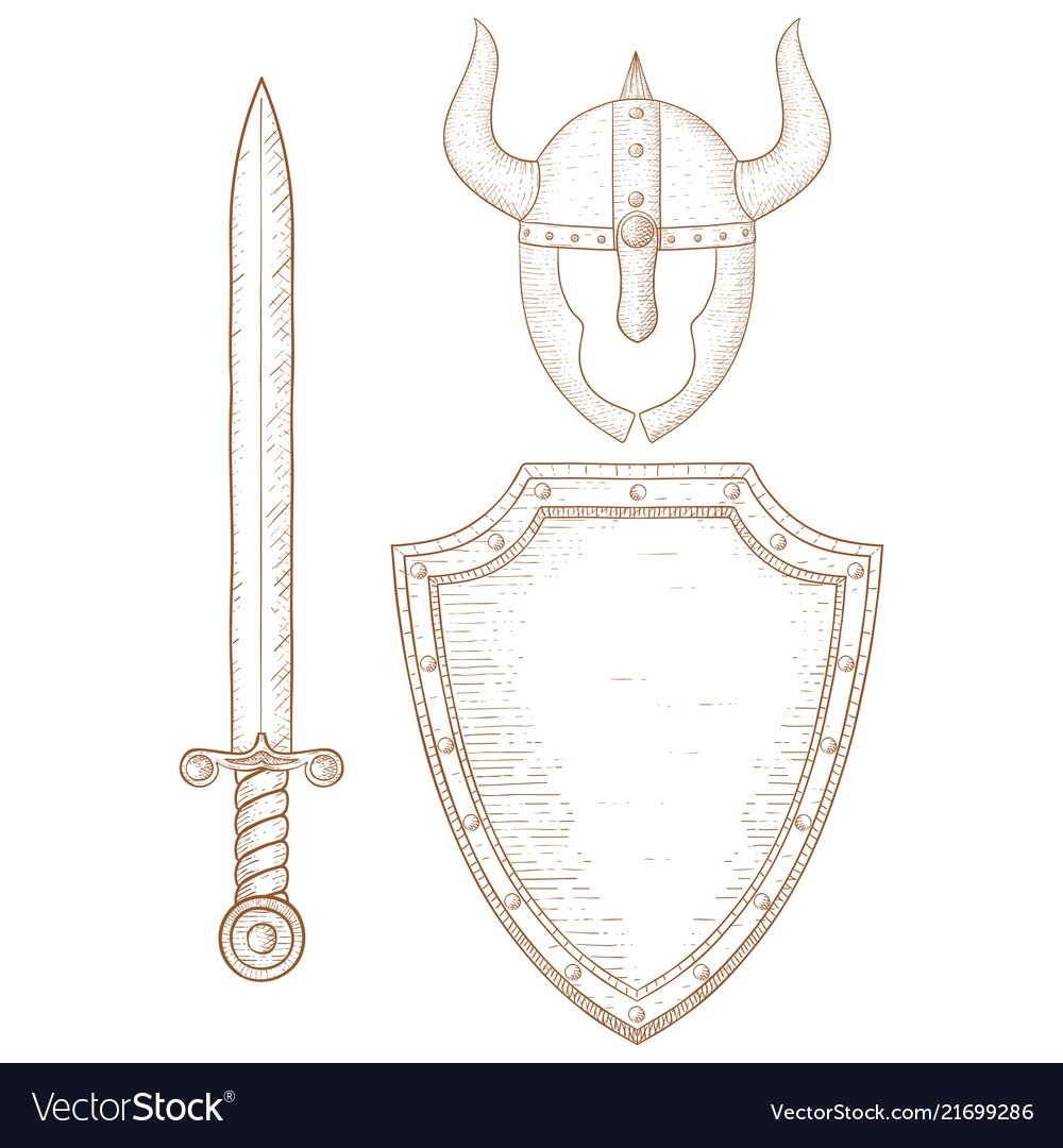 Рисование щит и меч