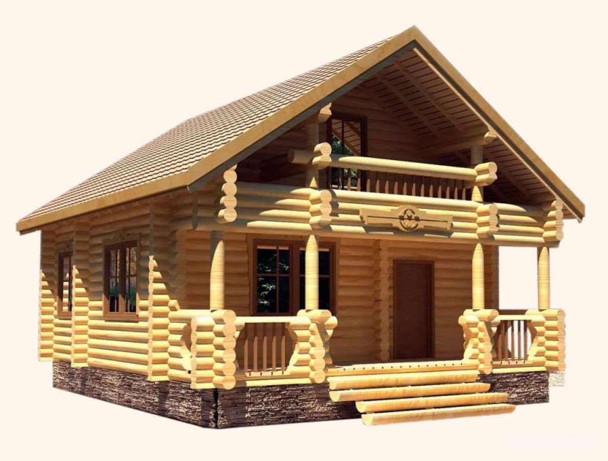 Деревянный домик из бревна
