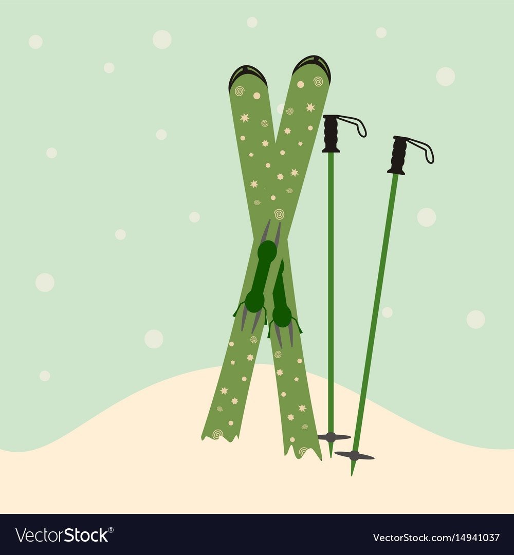 Лыжные палки и лыжи вектор