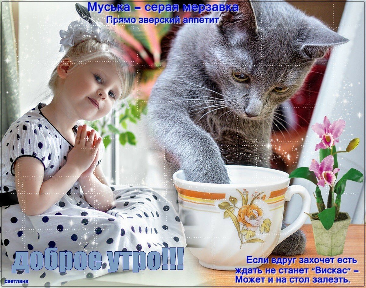 Пожелания с добрым утром с детьми и животными