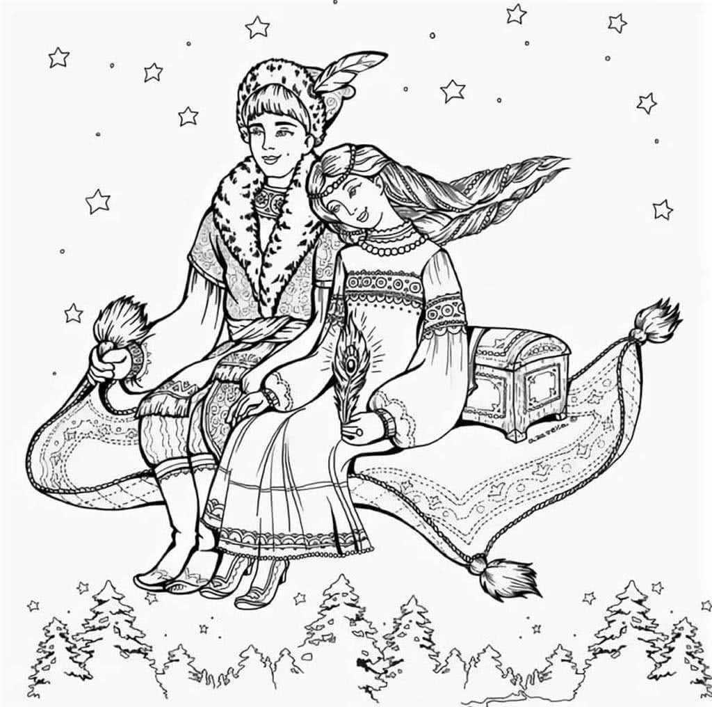 Раскраски к сказке Ершова конек-горбунок