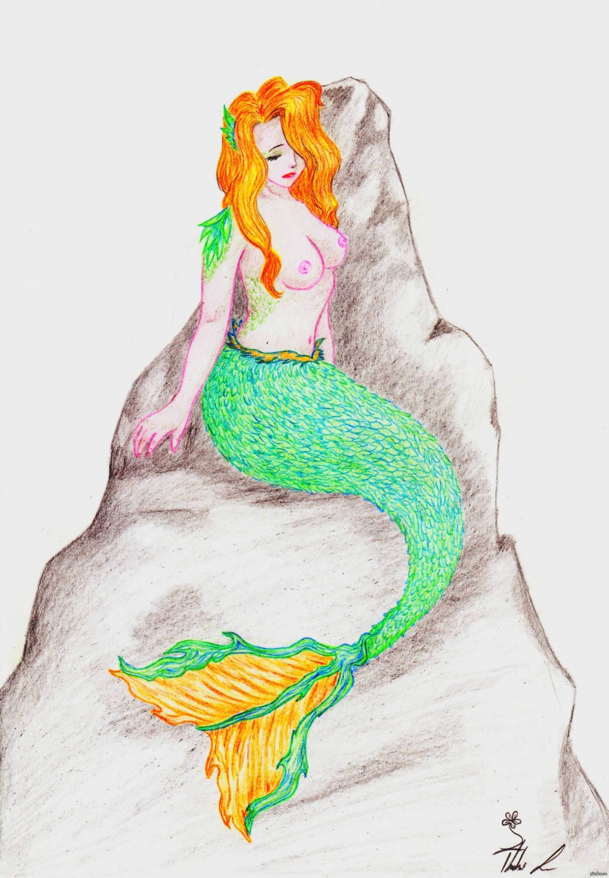 Рисунки русалок легкие