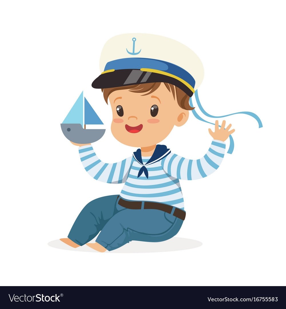 Мультяшный моряк на корабле