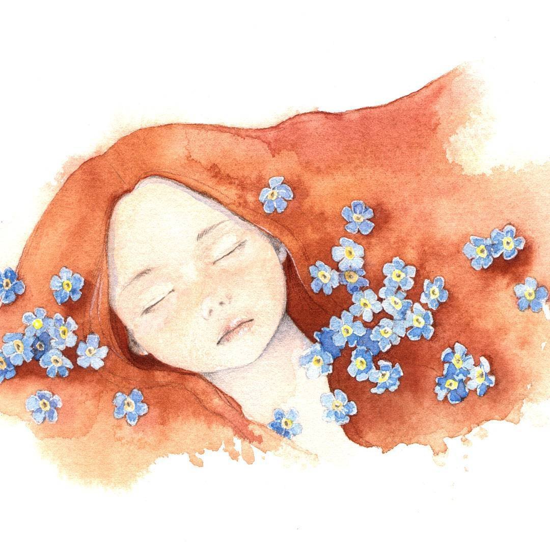 Рисуем незабудки акварелью