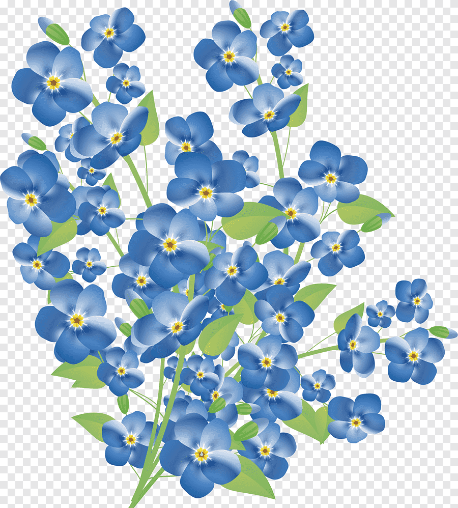 Голубые цветы на прозрачном фоне