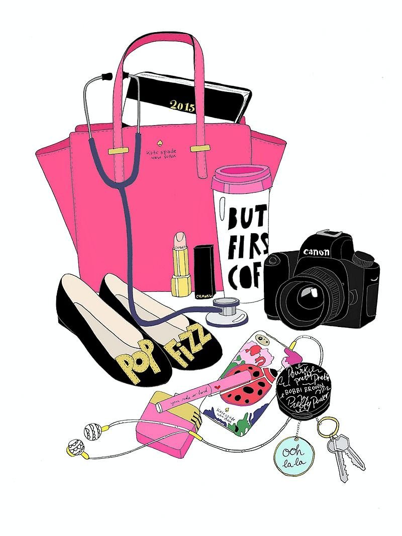 Девушка с сумкой рисунок