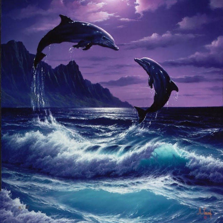 Пейзаж с дельфинами
