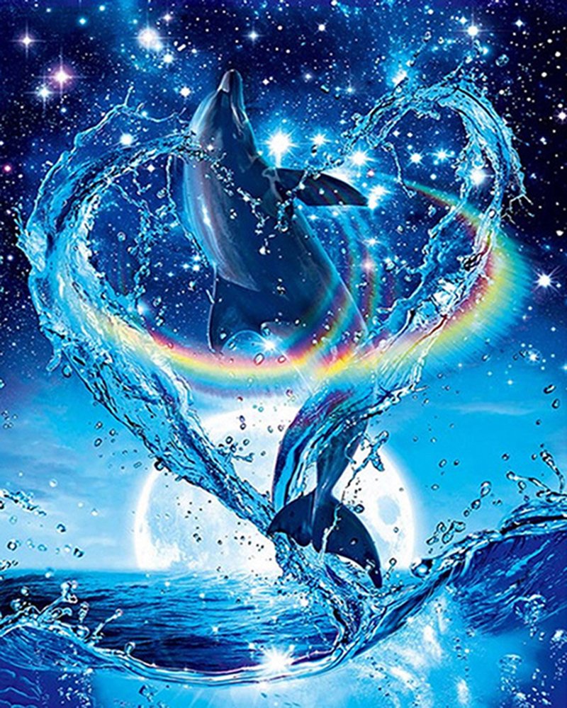 Алмазная мозаика два дельфина
