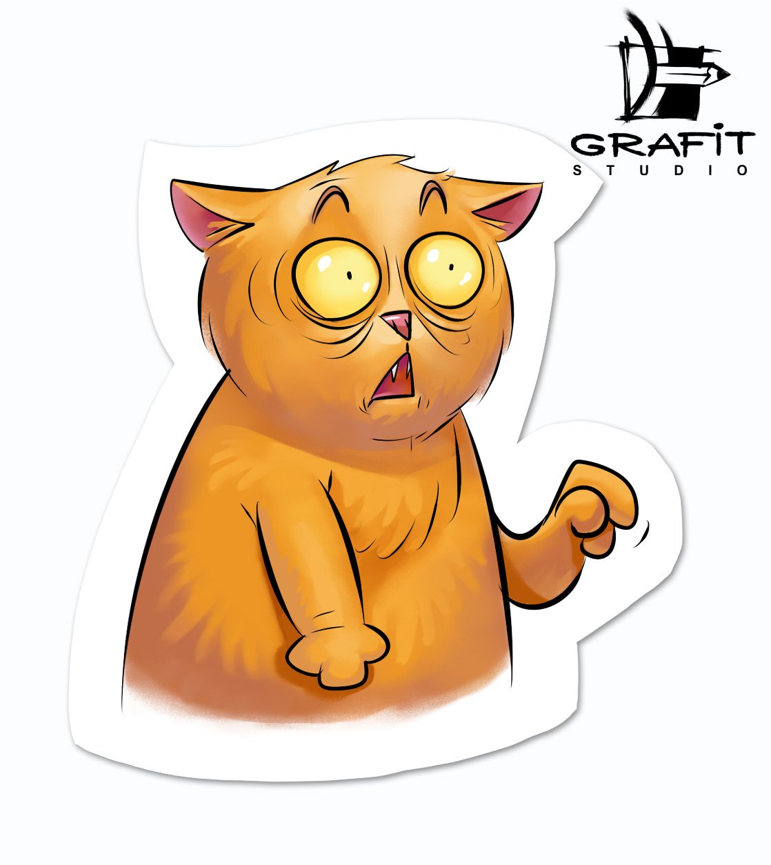 Стикер кот в шоке