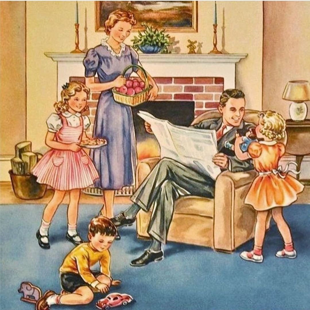 Семья ретро иллюстрации