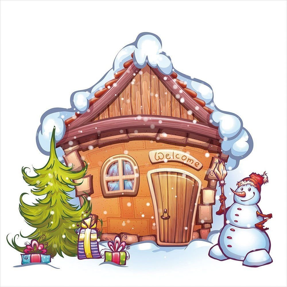 Новогодний домик мультяшный